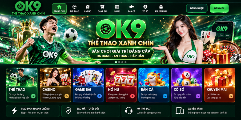 Giao diện tổng quan trang chủ OK9